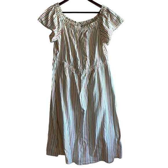 Women's Lane Bryant Pastel Striped Long Dress with Pockets - Picture 1 of 8